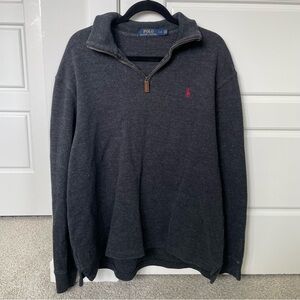 Ralph Lauren Men's Dark Gray Quarter Zip-Up Sweater